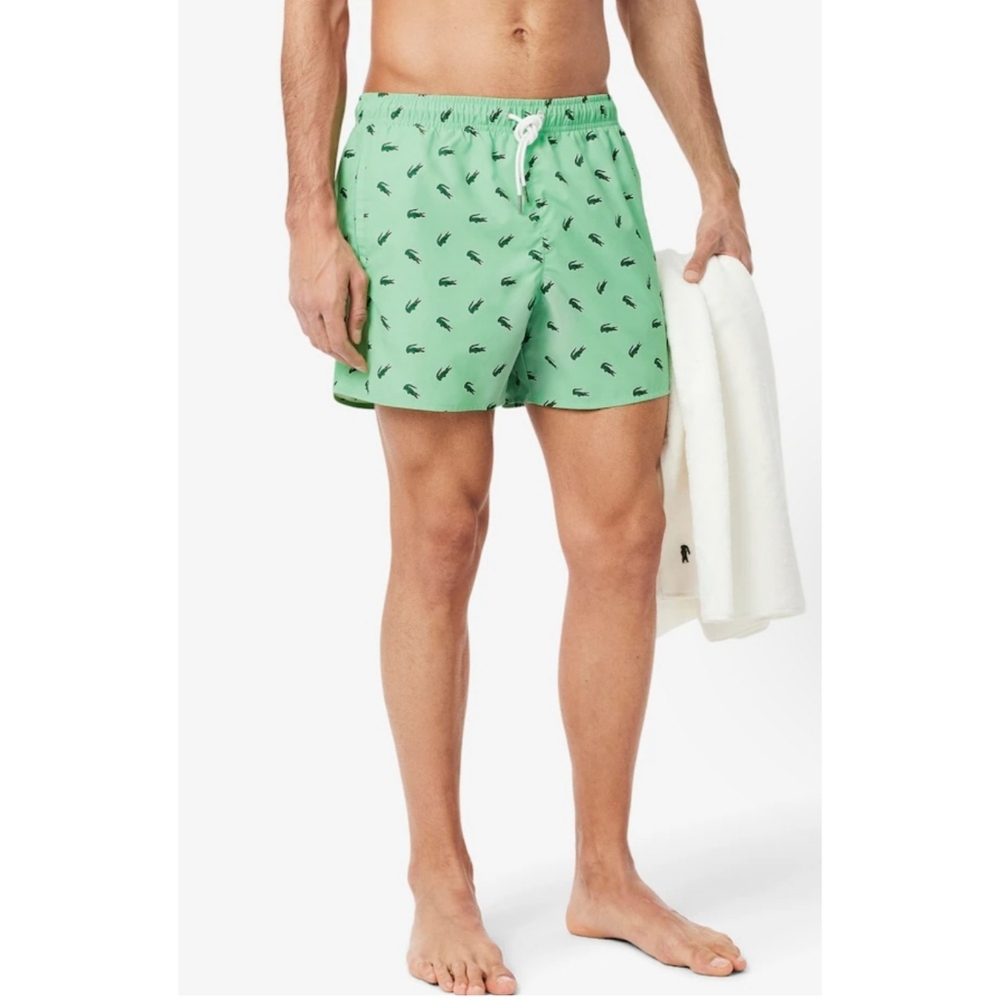 Lacoste Men's Crocodile Print Swim Trunks